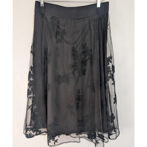 Torrid Womens Skirt Sz 0 Black Sheer Overlay Punk Goth Whimsigoth Floral Witchy